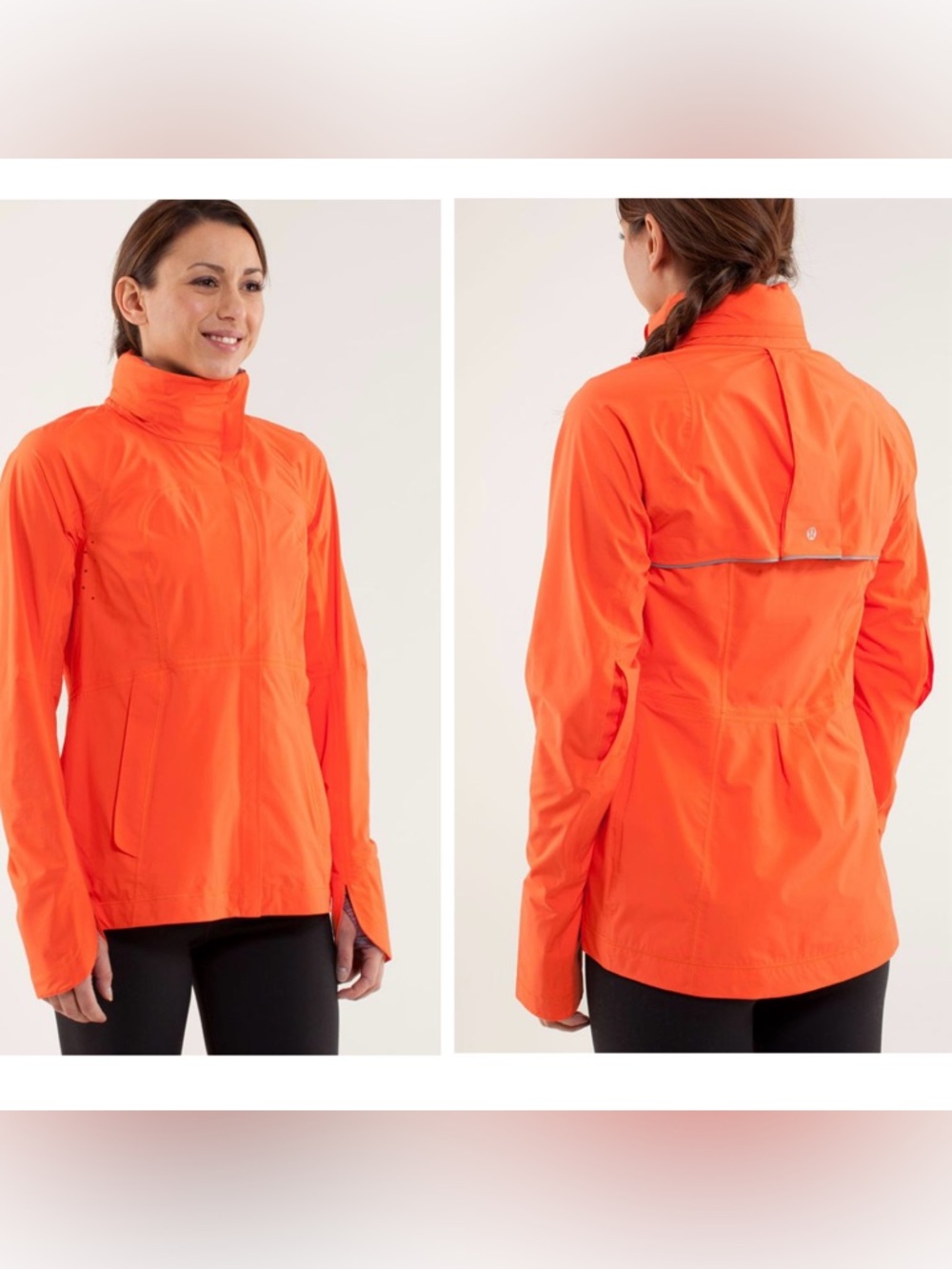 Lululemon Run In The Rain Jacket Dazzling Hooded Orange size 8